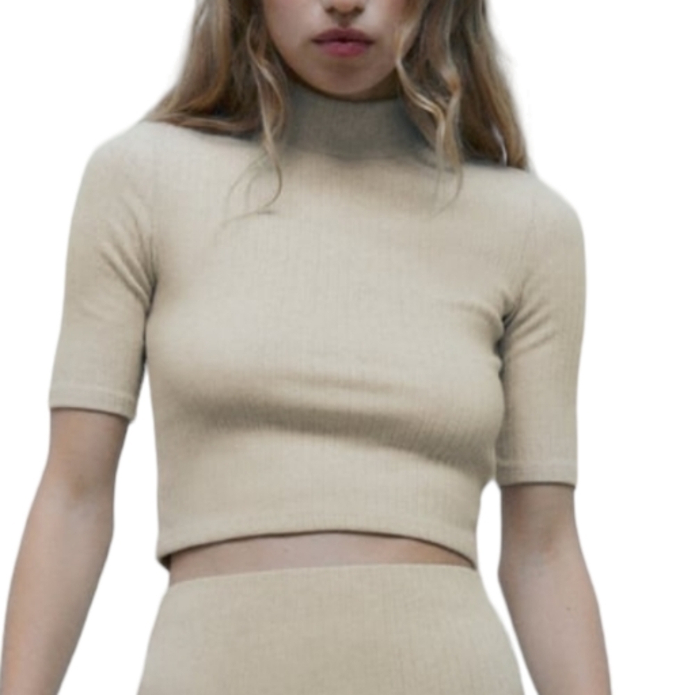 ZARA ribbed high neck top NWT